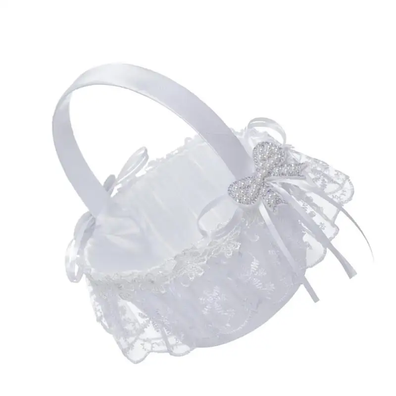 31BB Handamde Basket With Bowknot Elegant Satins Basket Elegant Country Styles Basket