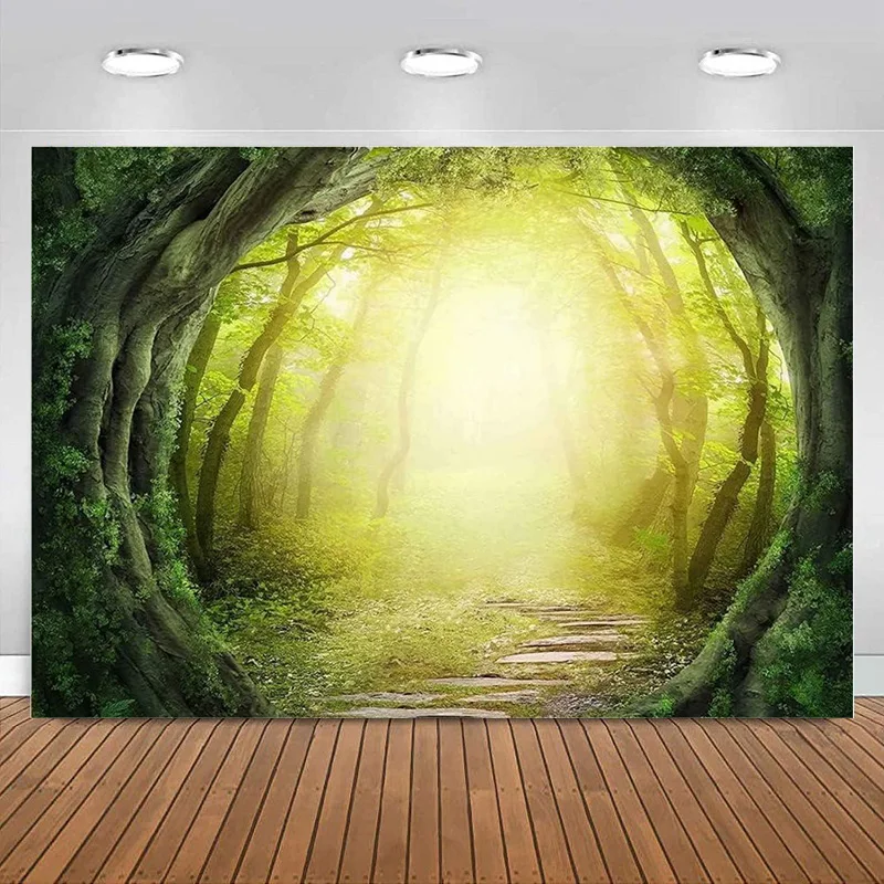 Enchanted Fairytale Forest Backdrop Photography Wonderland Magical Background Baby Shower Kids Birthday Party Decorations Banner