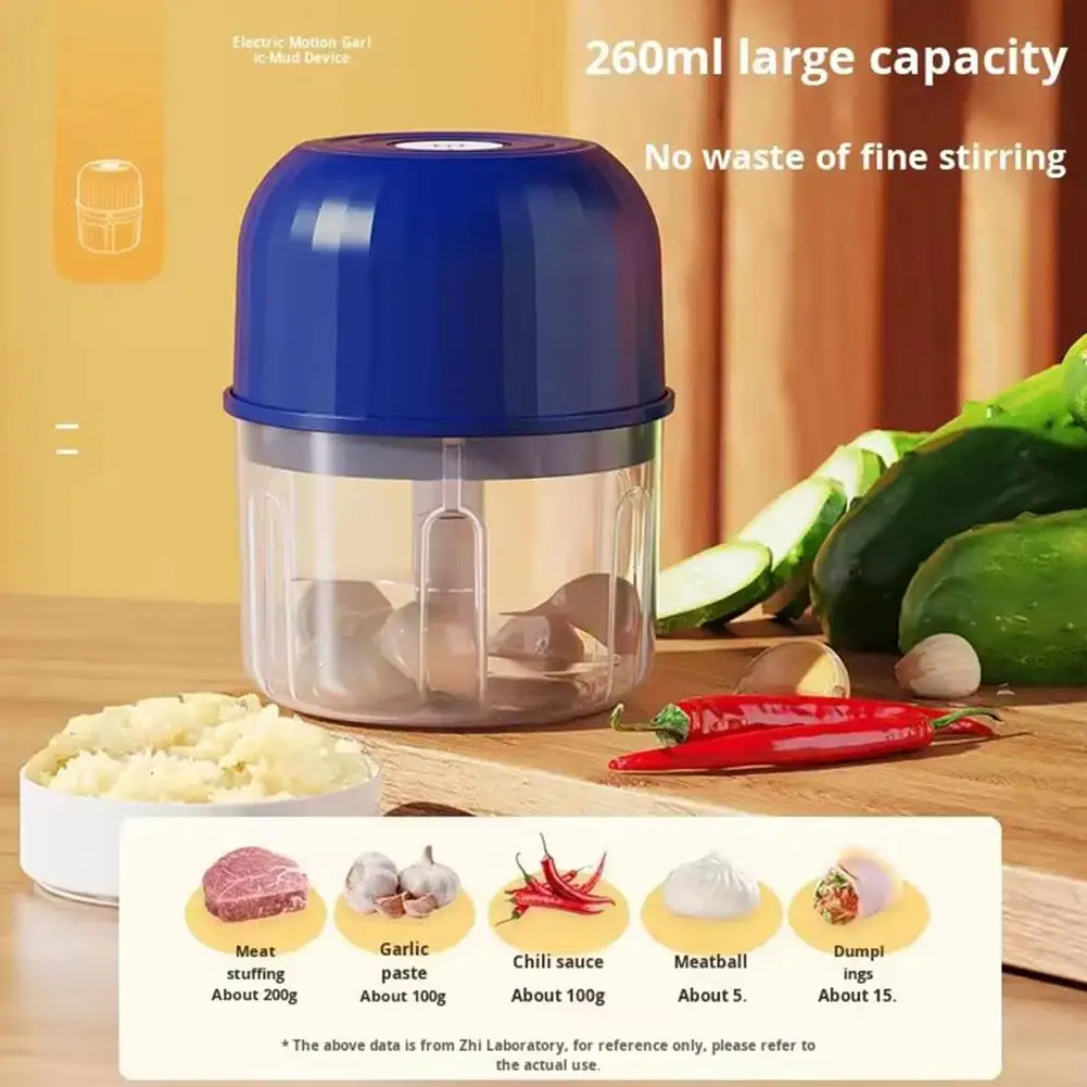Mini Electric Garlic Chopper Portable USB Charging Food Processor Waterproof Veggie Onion Meat Grinder BPA Free Kitchen Tools view 3