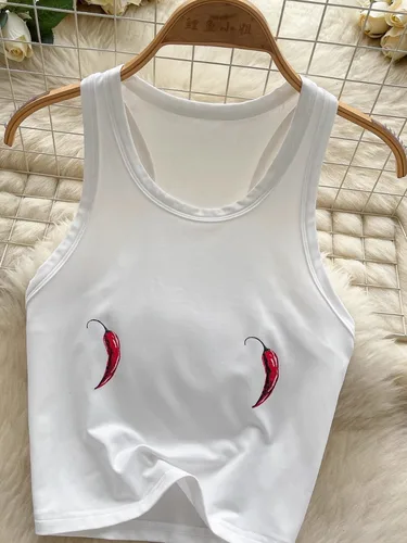 Imagen 2 del producto Foamlina Traje de playa junto al mar Traje de baño para mujer Conjunto de dos piezas Pure Desire Camiseta estampada sin mangas Chaleco Bikini Pantalones cortos triangulares