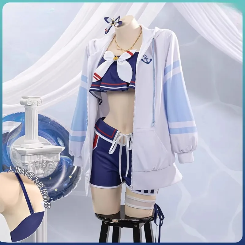 

Game Cheval Grand Cosplay Horse Costume Blue Swimwear Coat with Accessories Full Set Sexy Outfits for Women Summer Swimsuit