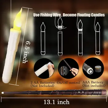 12/48/72 帶魔杖的漂浮蠟燭,內建電池的 LED 蠟燭,火焰閃爍,適用於萬聖節和聖誕節 10 最佳銷售 閃爍火焰效果電池燈 - №6