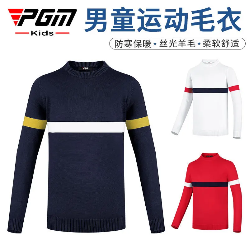 

PGM Autumn/Winter Golf Apparel Boys' Sweater Round Neck Thickened Mercerized Wool Warm Long Sleeve T-shirt