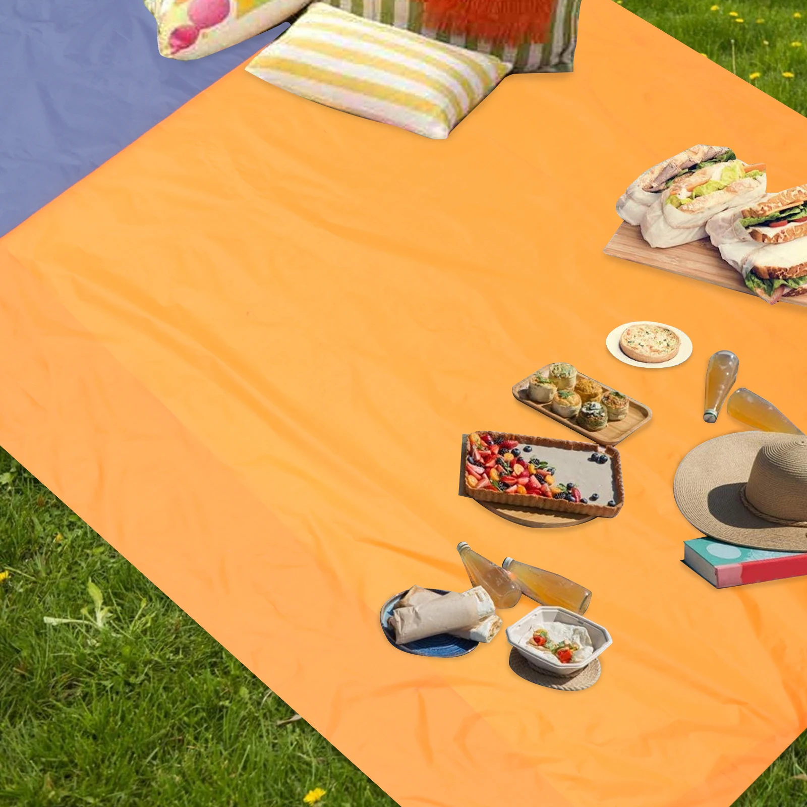 

1Pc Waterproof Portable Foldable Polyester Beach Mat Lightweight Sandproof Picnic Blanket Camping Ground Mat Outdoor Events