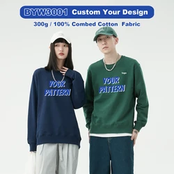 pure Cotton Round Neck Sweatshirt Custom Printing Logo Hedging Party Class Service Advertising Shirt Overalls Solid Color Blank