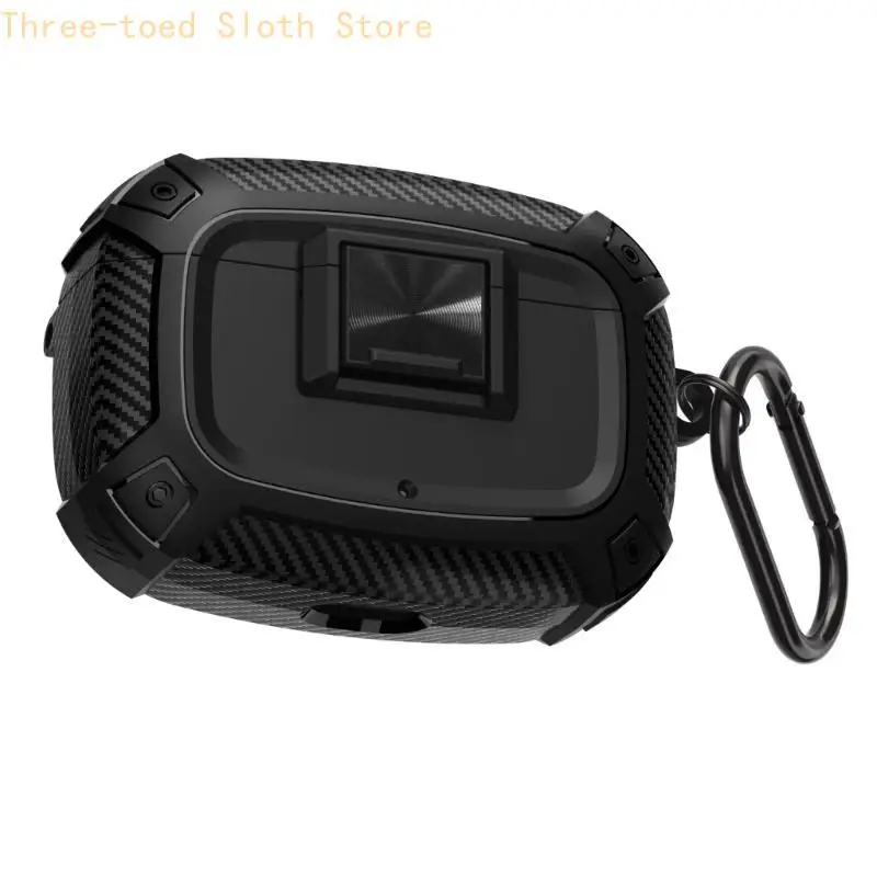 Durability TPU Carbon Fiber Case For Studio Buds/+ Earbuds With Keychain E74A