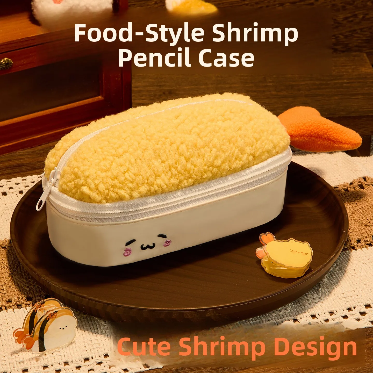 Cute Shrimp Pencil Case High Aesthetic Value Student 2026 New Stationery Box Large Capacity Simple  Pencil Case