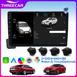 Central Multimedia 2 Din Android Universal Wireless Carplay Screen Android Auto 360 Bird View Panorama GPS BT Wifi 9inch Stereo