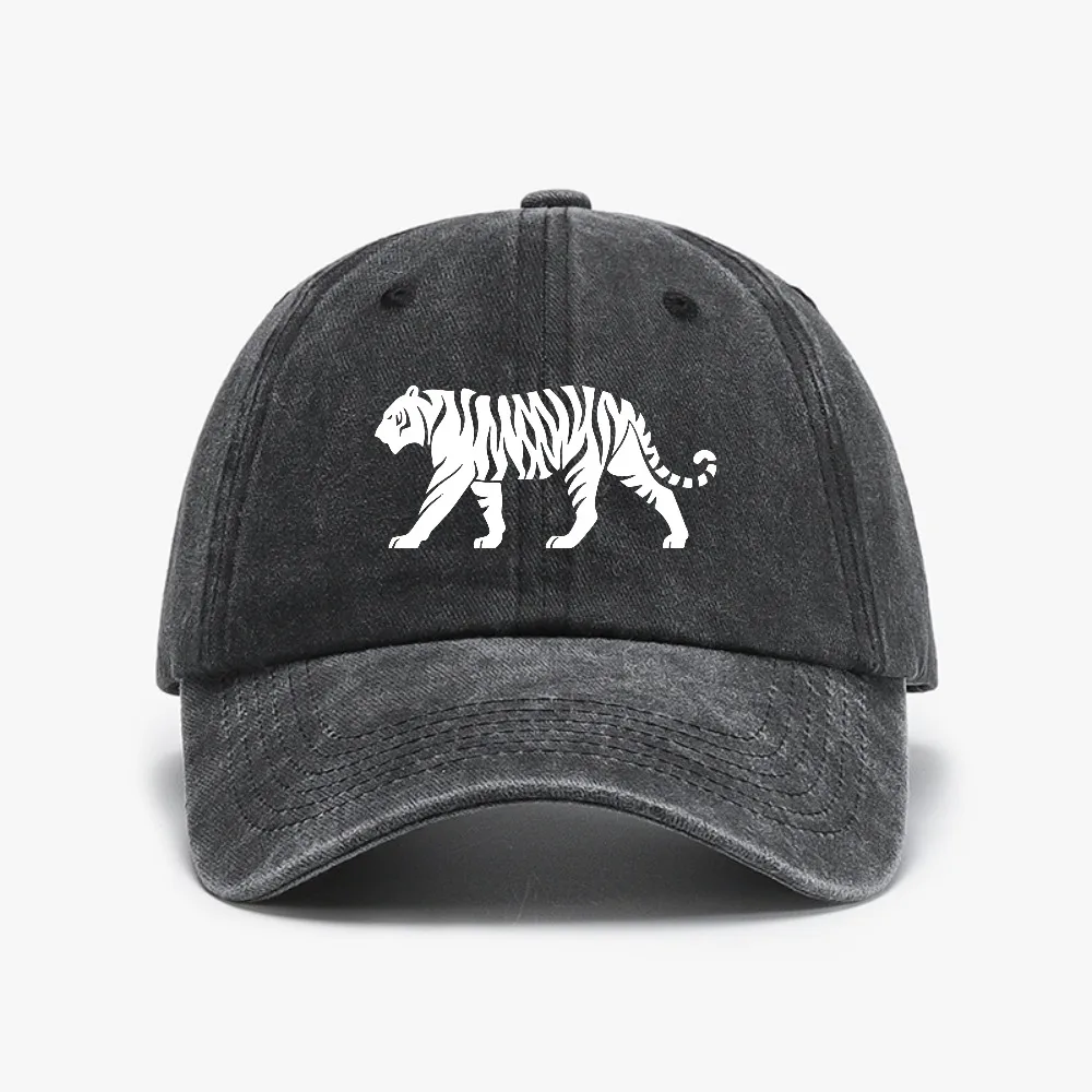 

tiger printed baseball cap vintage style Washed Headwear hat fashionable and versatile for both men women Distressed hats
