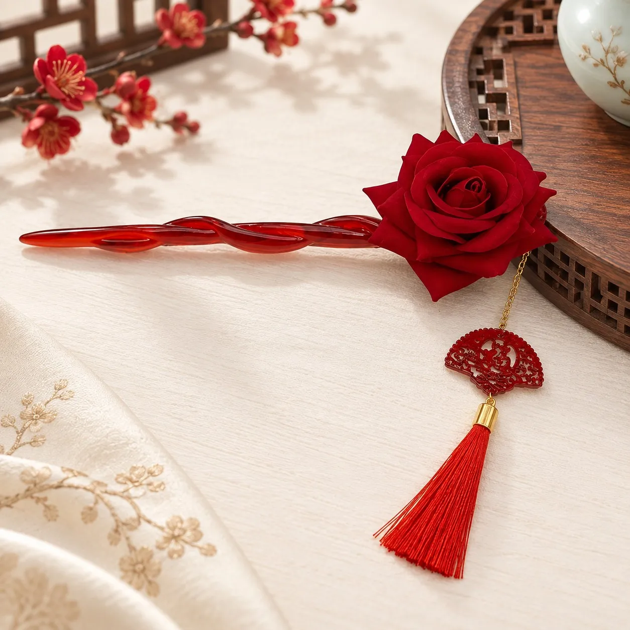 1pcs Fashion Simple Premium Rose Hairpin for Women Girls Party Hair Accessories