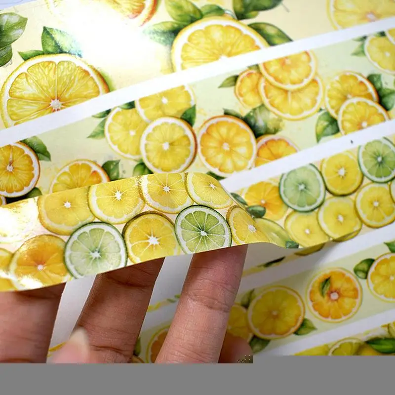 20Sheets Lemon Summer Sticker Book Girls Aesthetics PET Paper Stickers for Scrapbooking Journal Diary Notebook DIY Decoration