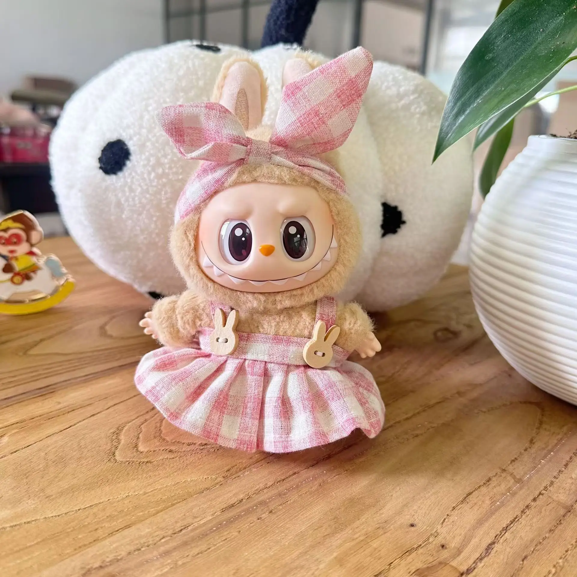 17cm Labubu I II Idol Dolls Mini Plush Doll'S Clothes Outfit Strappy Skirt Accessories For Korea Kpop Exo Sitting Party
