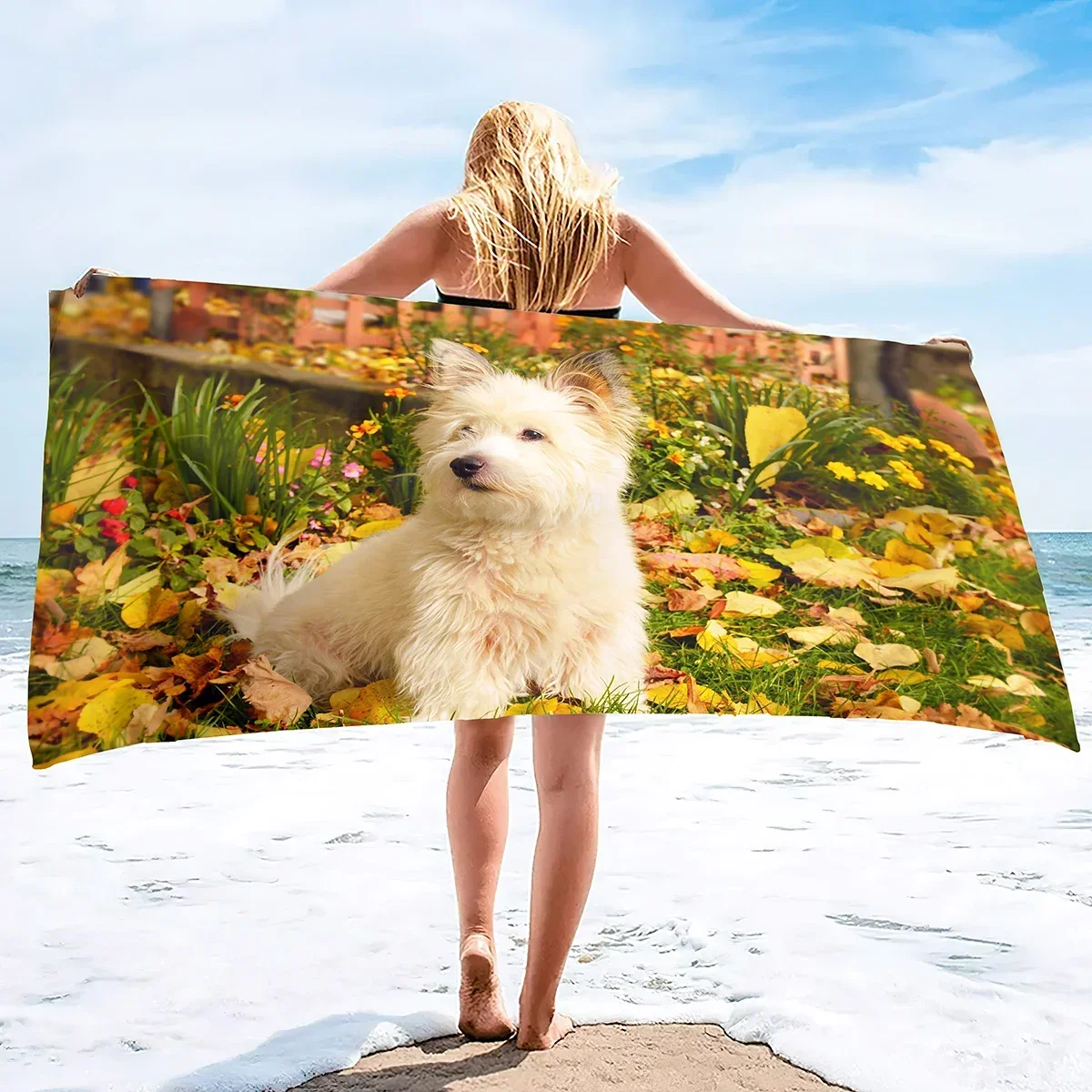 Dog Beach Towel Puppy Adult Pool Towel West Highland Dog Towel Quick Drying Sand Free SoftBath Towels for Adults Kids Dog Lover