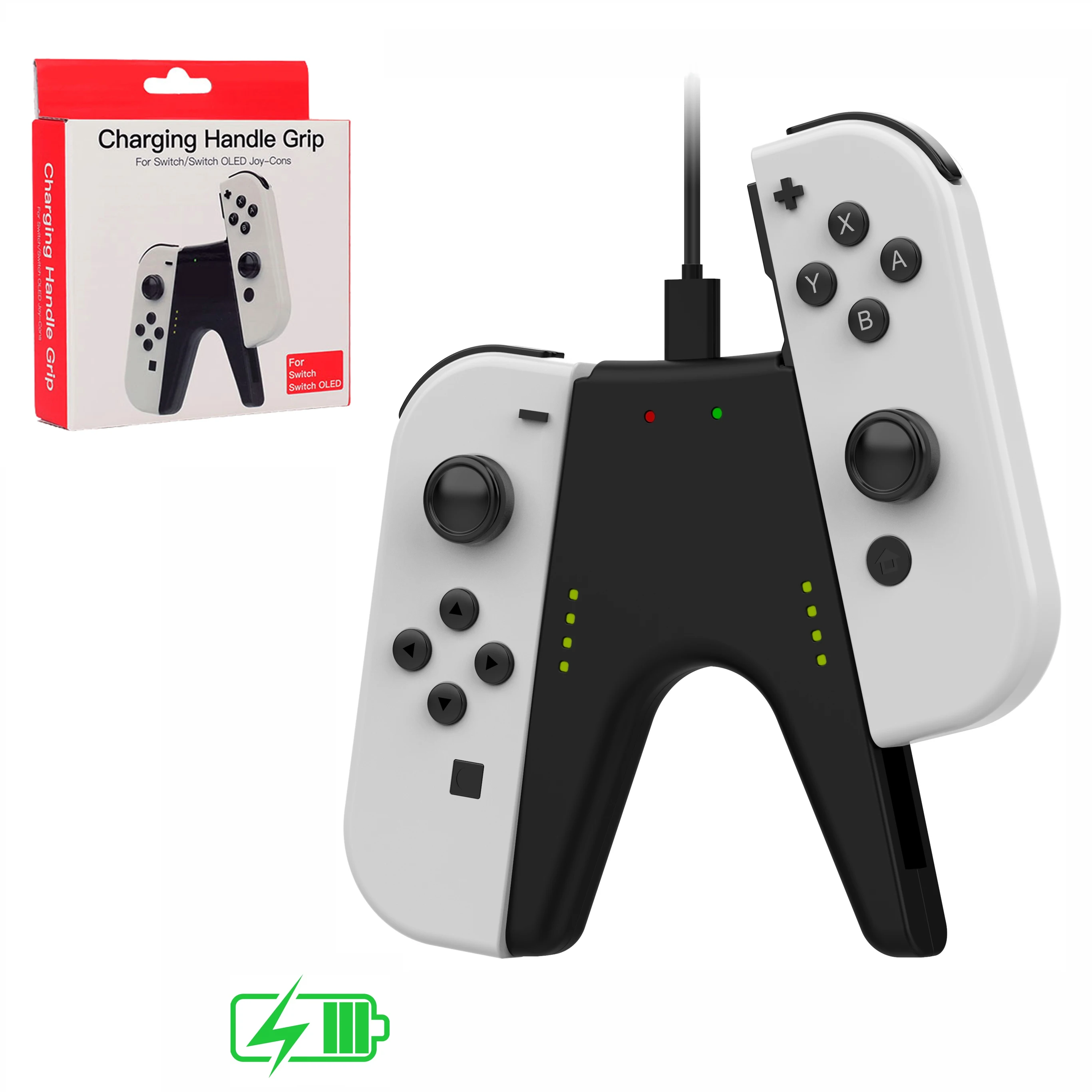 HIGOPLAY-V字型充電グリップ、2 in 1ハンドルグリップ、oledスイッチjoy-con
