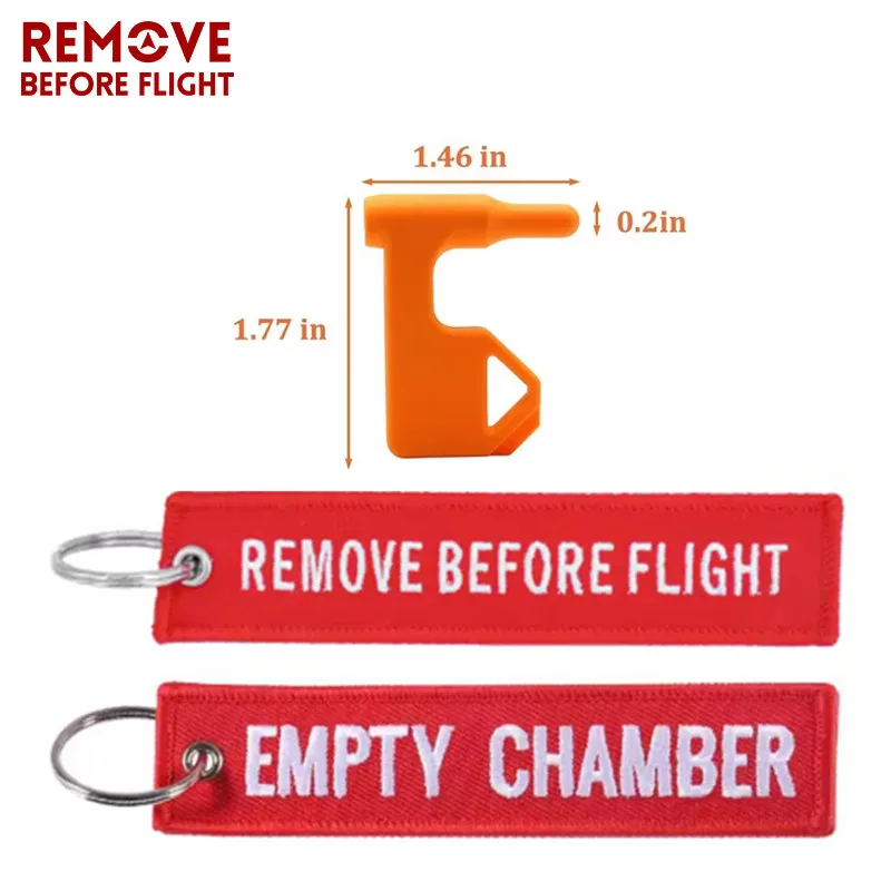 2PCS/Set Tactical REMOVE BEFORE FLIGHT Keychains Chamber Safety Flag Includes Built-in Flathead Tool Hunting Accessories