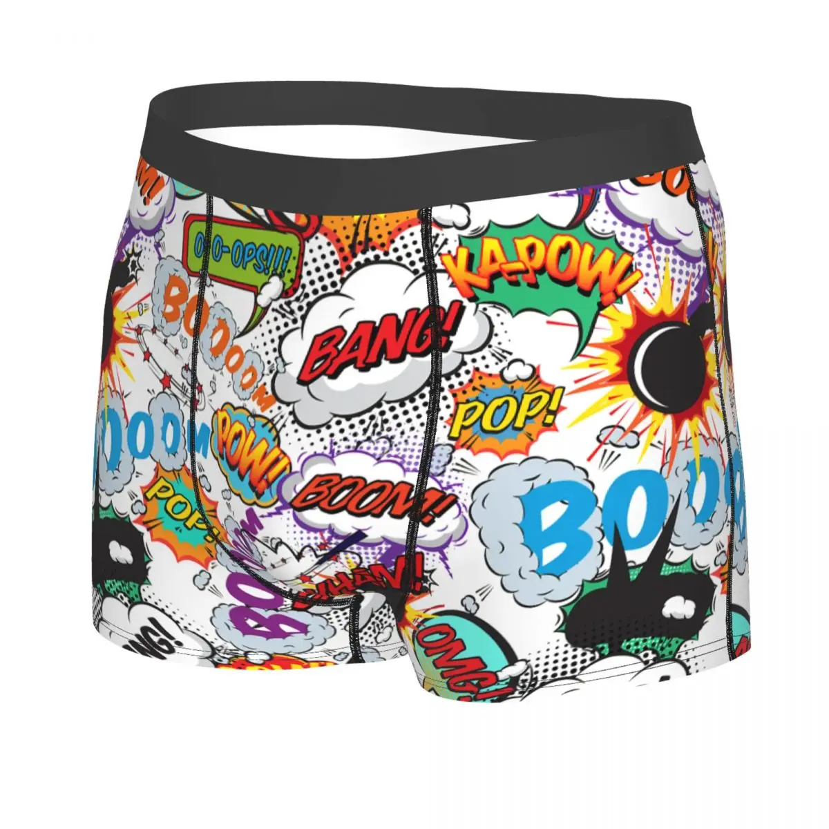 Custom Novelty Comic Book Fun Shout Outs Boxers Shorts Panties Male Underpants Stretch Cartoon Graffiti Design Briefs Underwear