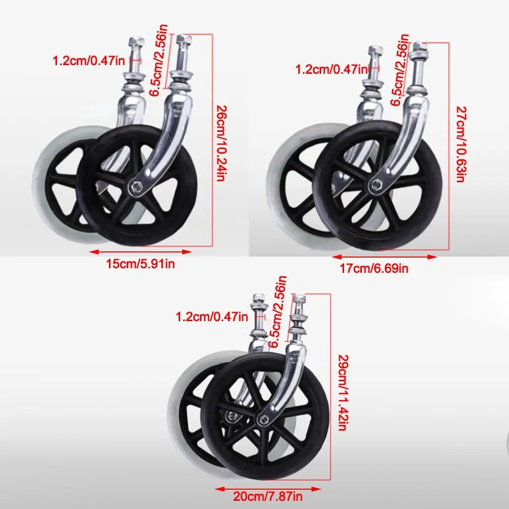 Gummi-Rollstuhl-Vorderrad, rutschfest, 6/7/8 Zoll, Vollreifen-Rad-Ersatz mit Vordergabel, Reise-Trolley-Rolle
