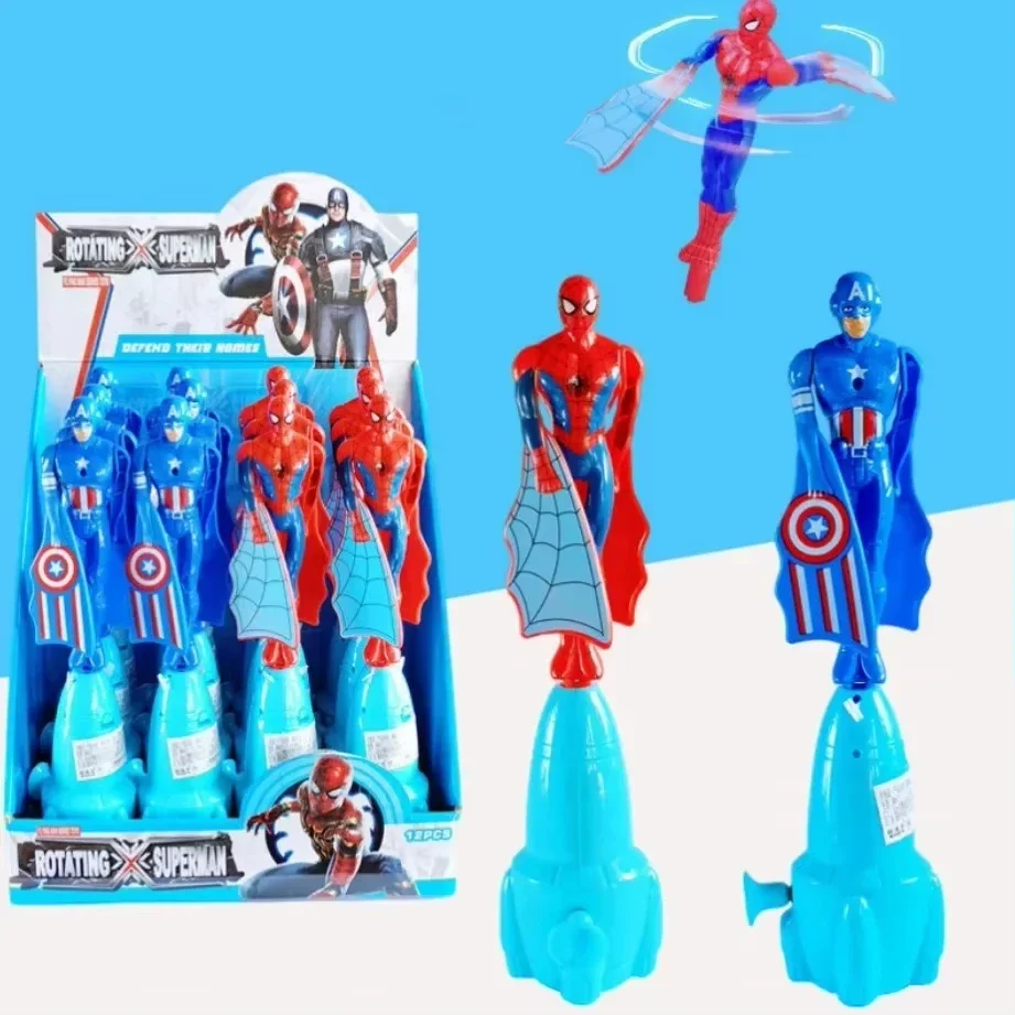 Marvel Flying Toy Spiderman Iron Man Captain America Bambus Libelle Flyer Spielzeug Zugschnur Rotationsemission Outdoor-Spielzeug
