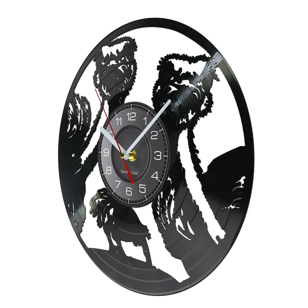 Ostrich Family Wall Art Nursery Wall Clock Africa Safari Ostrich Vinyl Record Wall Clock Animal Camel Bird Home Decor Wall Watch