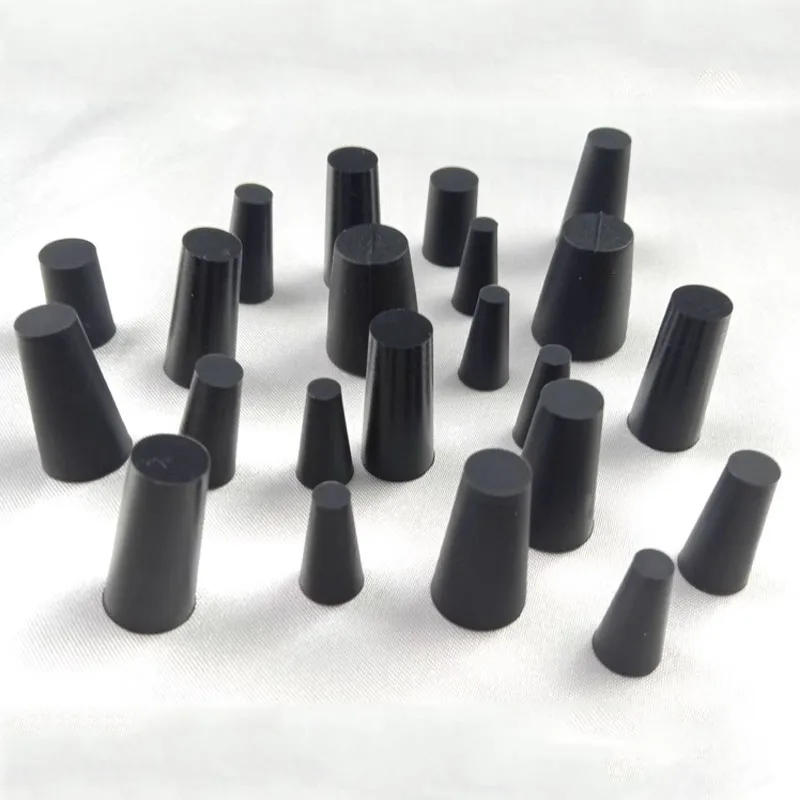 Black Conical Silicone Rubber Plug Flask Tapered Tube Masking Hole Stopper Sealing End Cover Caps High Temp Bung Waterproof