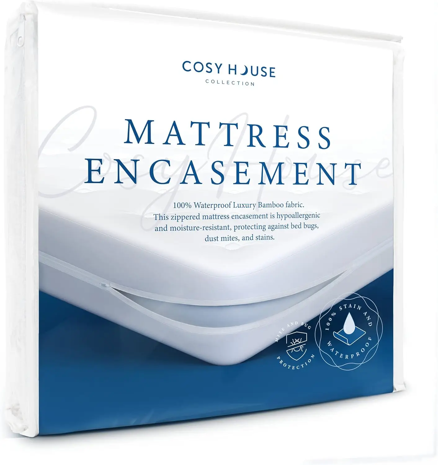 

Luxury Zippered Mattress Encasement -Master Bedroom Essentials -Rayon Derived from Bamboo -Ultimate Noiseless Comfort & Cooling