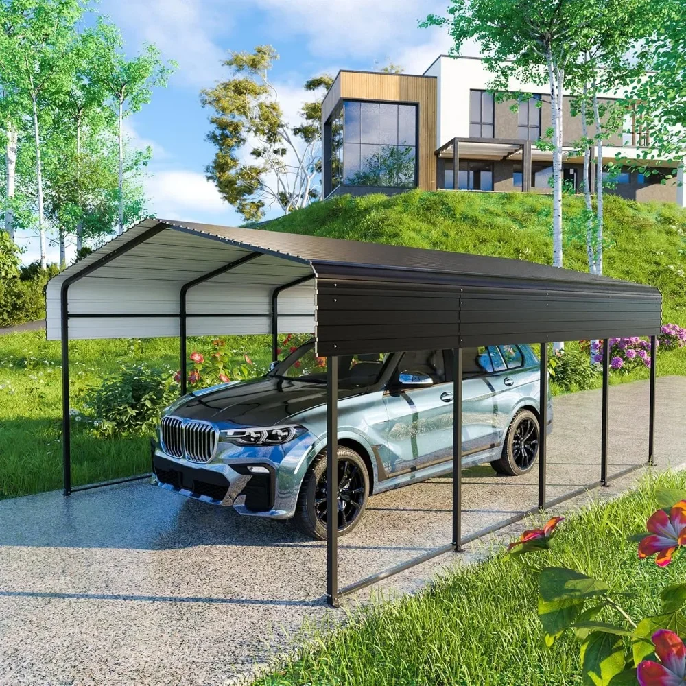 

13 * 20 FT Carport with Galvanized Steel Roof for Car, Boat, Pickup and Tractor, Heavy Duty Outdoor Portable Multi-Use Garage