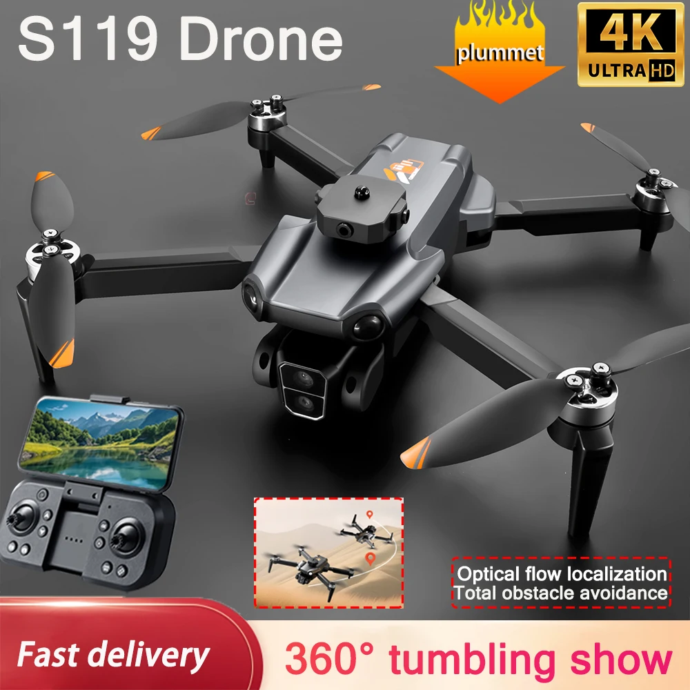 

2024 New S119 FPV Drone 4K FPV HD Camera Professional Obstacle Avoidance Folding Brushless Light flow RC Helicopter gifts toys