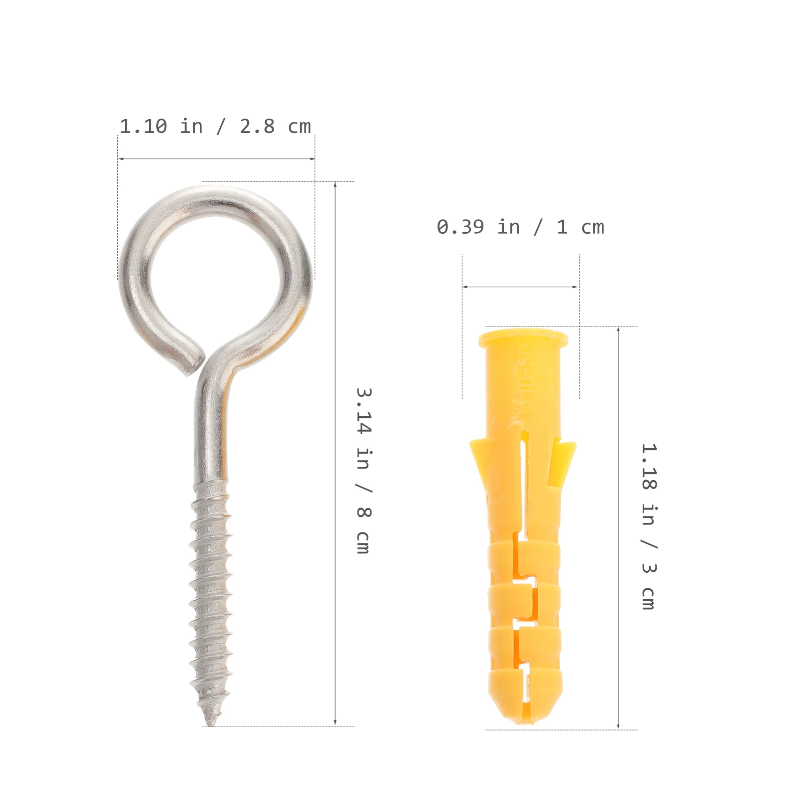 

12 Pcs Screw Rings Heavy Duty 304 Stainless Steel Anti Rust Eye Bolts Hooks for Wood Walls Indoor Outdoor Project Jewelry Wire