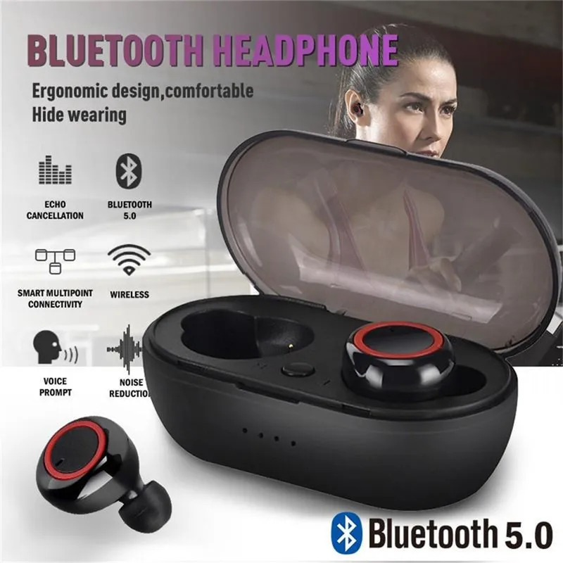 Écouteurs sans fil Y50 TWS bluetooth 5.0, oreillettes stéréo, avec microphone, pour tous les matins intelligents, nouvelle collection