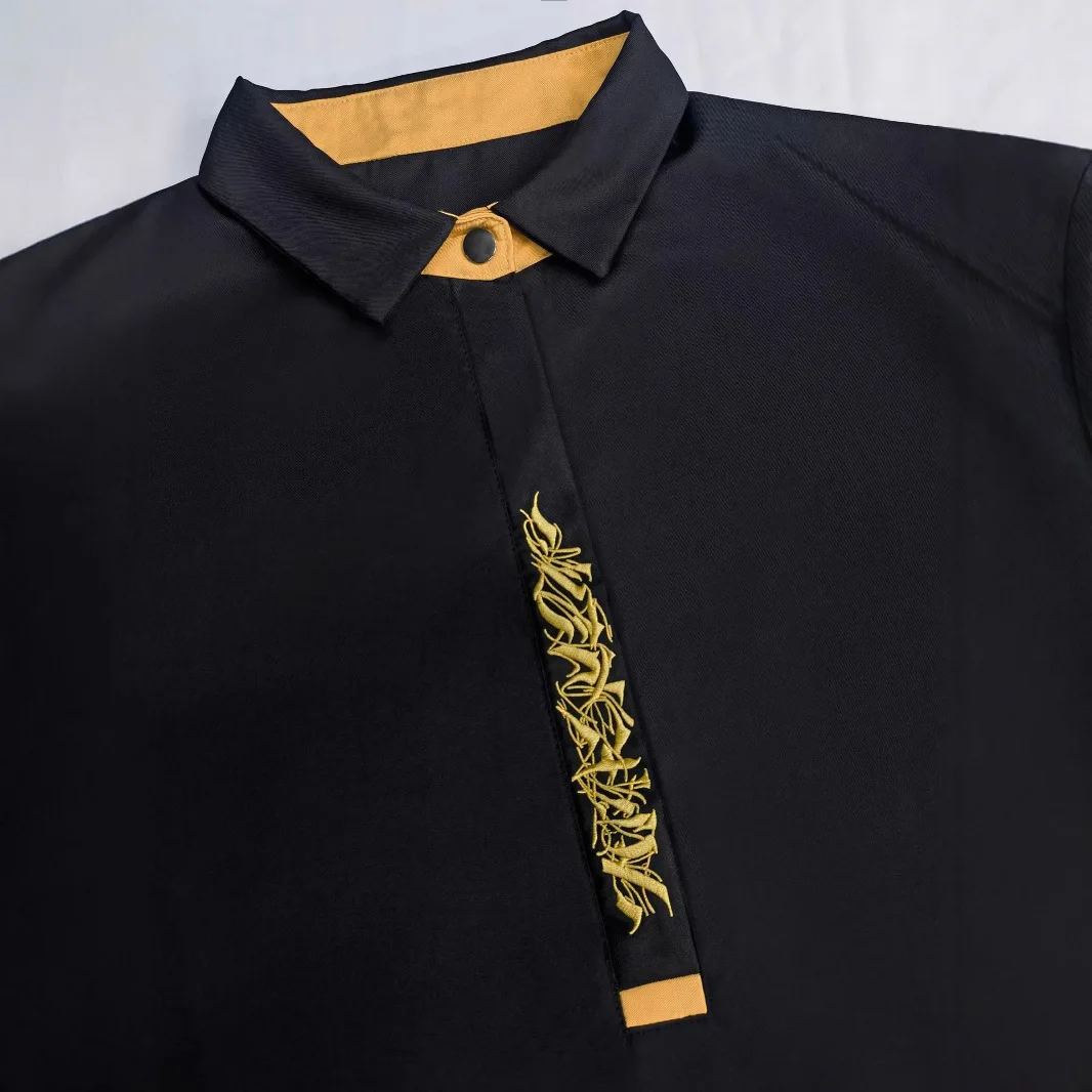 Abito arabo ricamato con abito da uomo marocchino in stile etnico di alta qualità con tasca Thobe Ramadan Dubai Luxury Islam Elegante