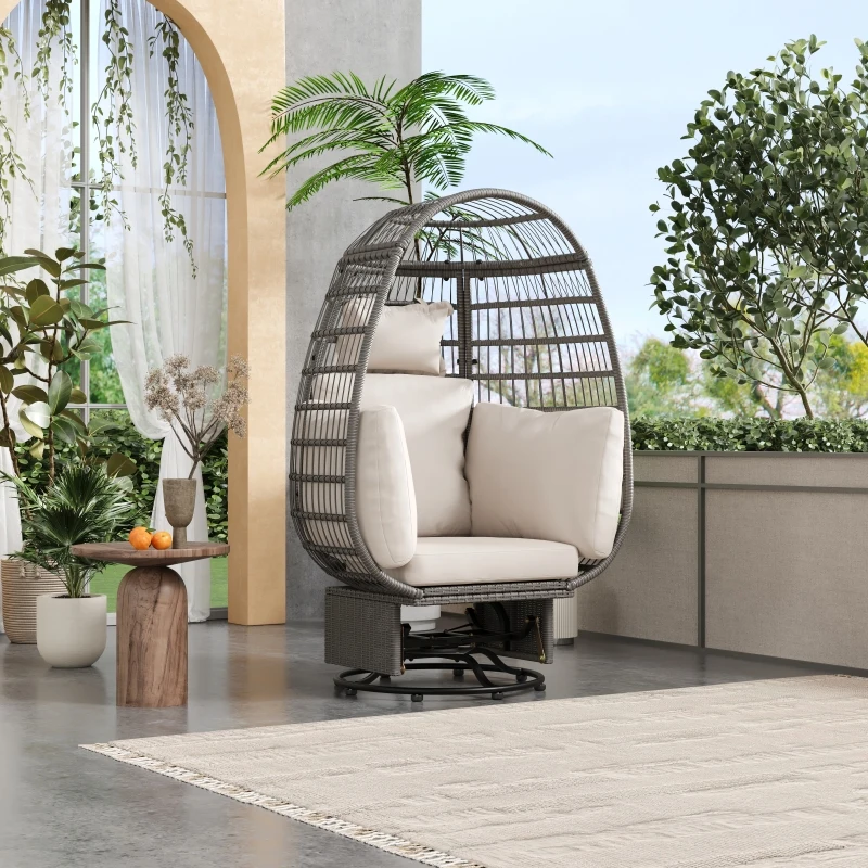 

Chair Cushions Outdoor Patio Resistant Seat Soft Step Swivel Wicker TREXM Outdoor Swivel Chair with Cushions, Rattan Egg Patio C