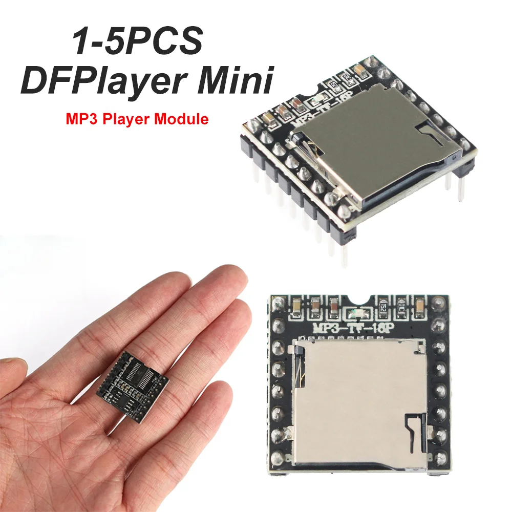 1-5 قطعة DFPlayer وحدة مشغل MP3 صغيرة SD/TF بطاقة دعم UART التحكم IO/المنفذ التسلسلي/AD MP3-TF-16PAudio لوحة وحدة الصوت #1
