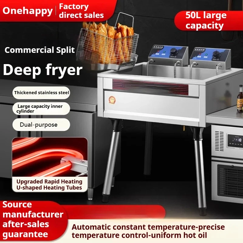 Commercial Deep L 000W, Automatic Temp Control Vertical Oil Fryer Donuts Chicken & Pastry