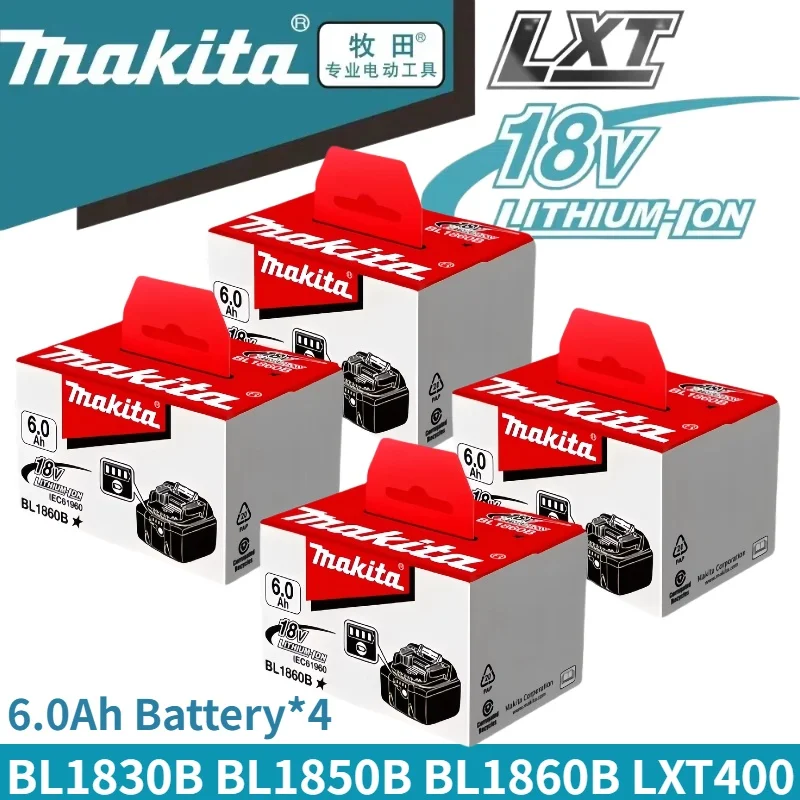 Originele Makita 18V 6.0Ah accu met oplader set voor Makita 18V elektrisch gereedschap DDF487 DTW700 GBA404 DUC150Z DHR183Z