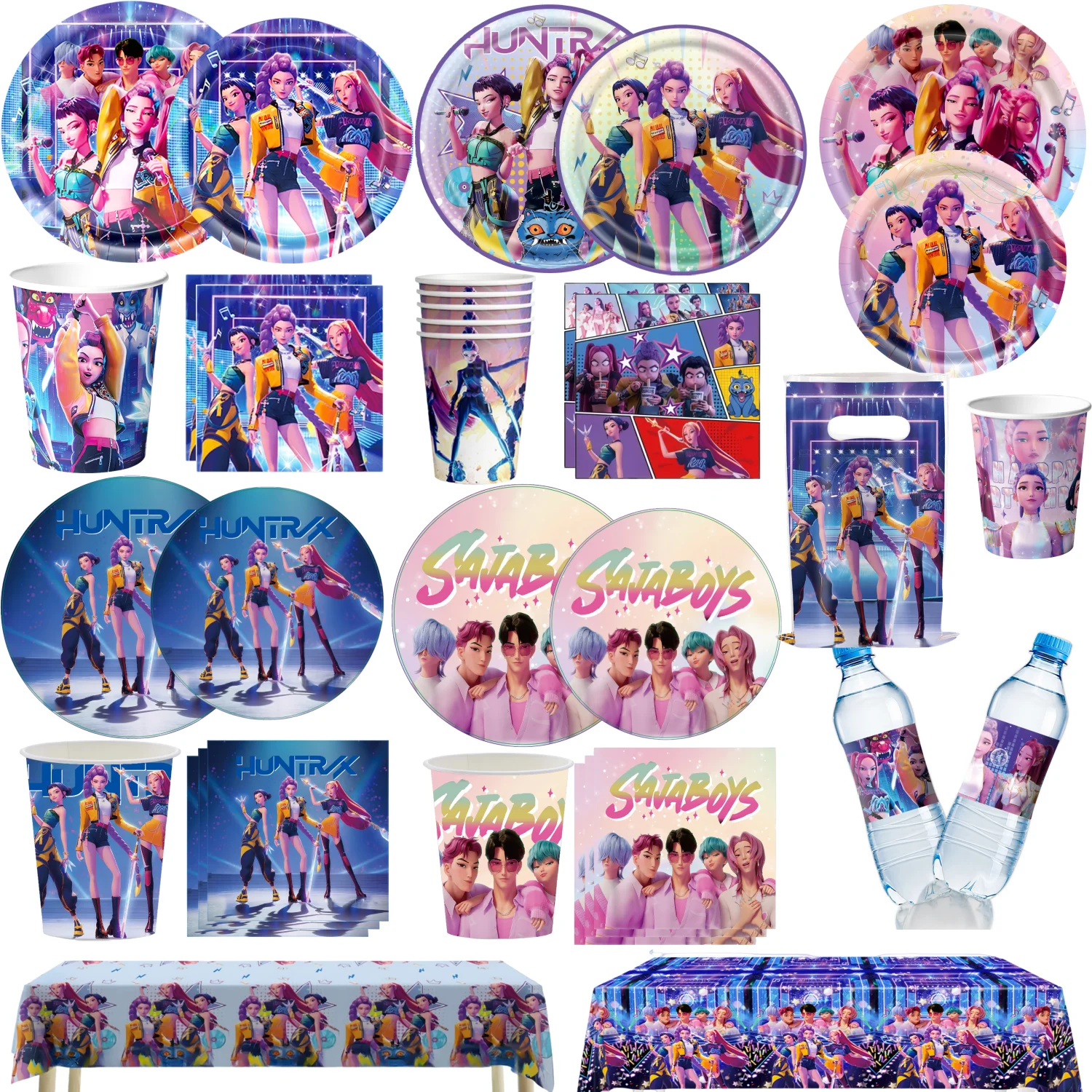 

K Pop Demon Hunters Party Birthday Decor k pop Demon hunters Birthday Table cloth Cup Plate Bag Demon Shower Party Favors Hunter