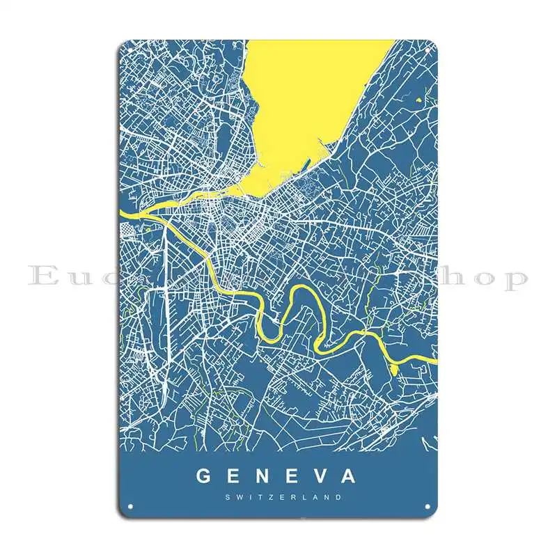 Geneva Switzerland Metal Plaque Garage Designer Club Party Club Wall Mural Tin Sign Poster