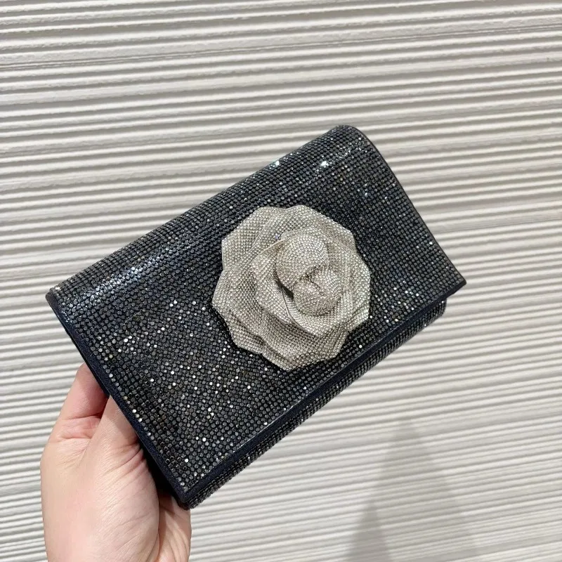 حقيبة يد نسائية أنيقة مع كريستالات Blingbling حقائب سهرة كاملة من حجر الراين كوكتيل رسمي/زفاف/حفلة عيد ميلاد محفظة حجرية #5