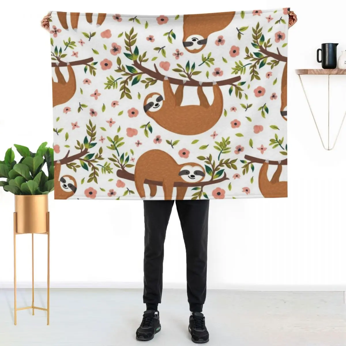 

cute sloths Throw Blanket Color Fast Cozy Throw Blanket
