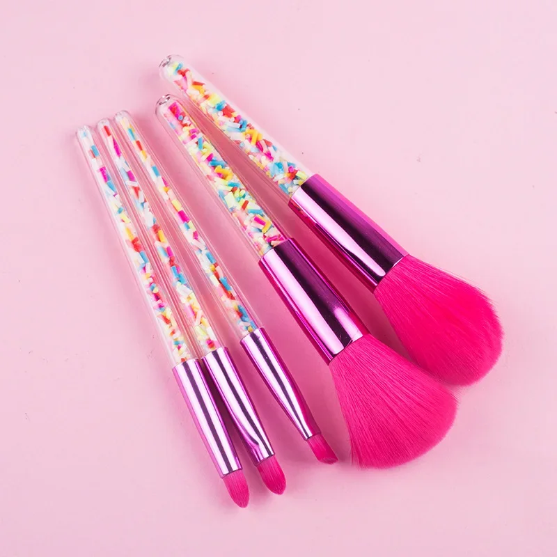 Lucky-Girls 5/8pcs Mini Makeup Brushes Soft Eyeshadow Powder Blush Eyebrow Brush Set Candy Theme Small Cosmetic Tools