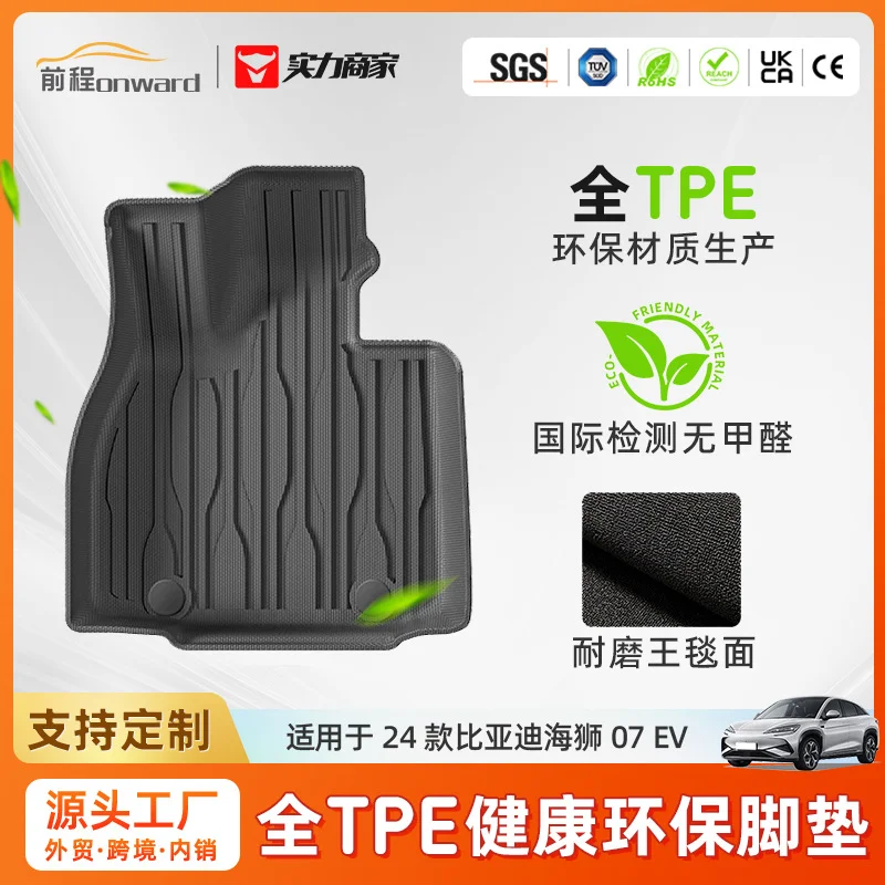 Car Floor Mats TPE One Piece Fully Enclosed For BYD Hiace 07 EV 24 Model Left Right Rudder