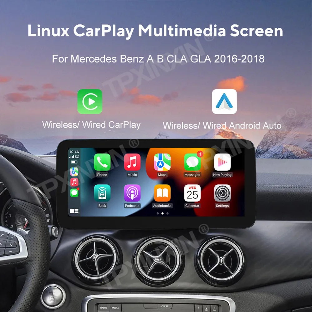 No lag Linux Car Radio GPS Navigation Screen For Mercedes Benz A B CLA GLA 2016-2018 Wireles Android auto,Carplay Airplay