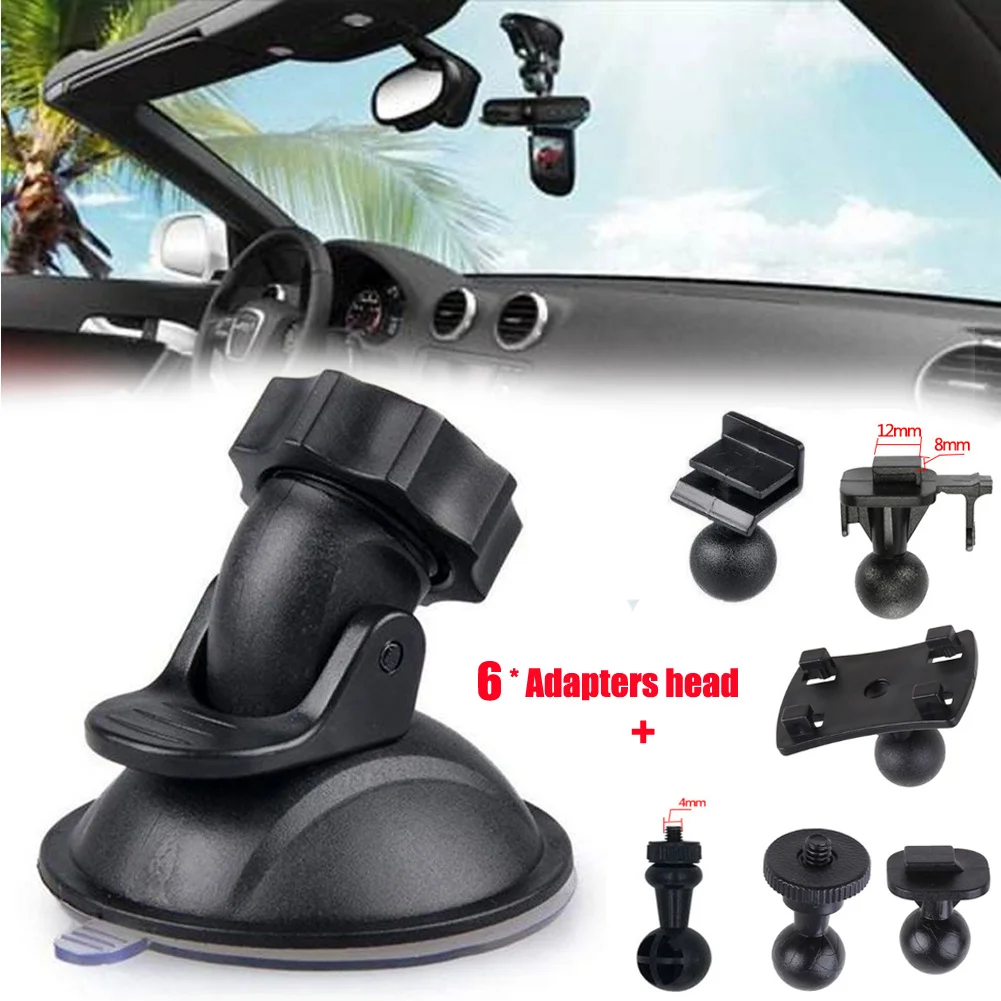 Car Suction Cup Dash Cam Holder Video Recorder Stand With 6 Types Adapter Auto Drive Recorder Bracket Suction Cup Base Kit