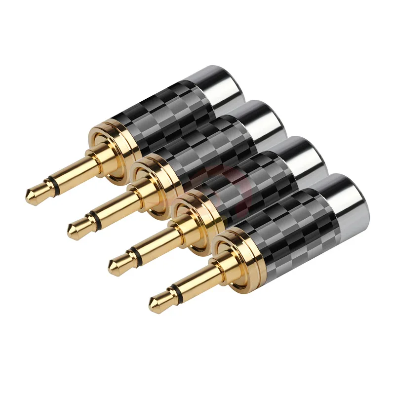 2pc 3.5mm Mono Headphone Plug 7.2mm*4mm Carbon Fiber Gold Plated Copper Jack 3.5 Audio Adapter Soldering Earphone Wire Connector