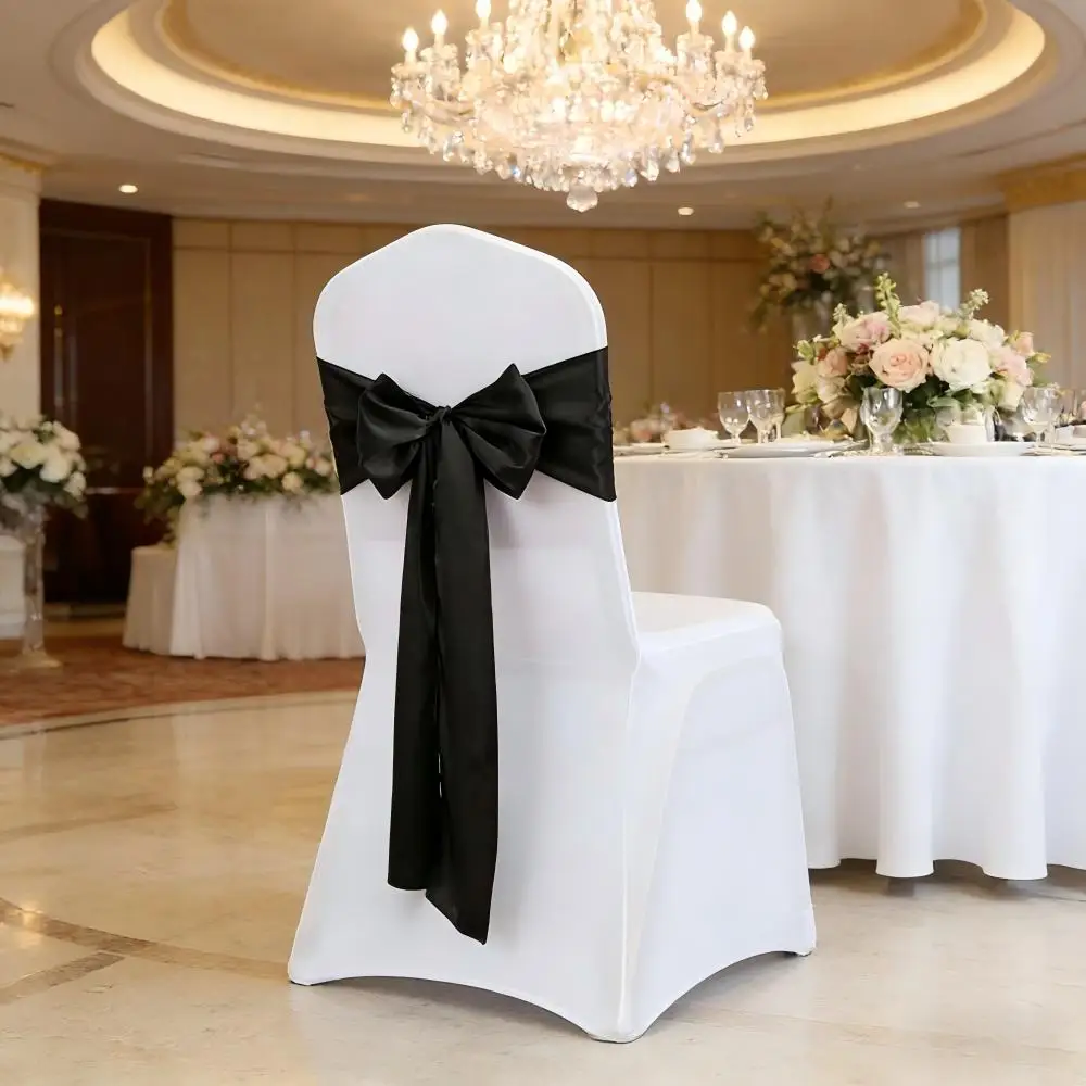 Satin Bow Tie Sash Band for Wedding Chair Decoration Shiny Birthday Party Hotel Show Wholesale Nice Look Design