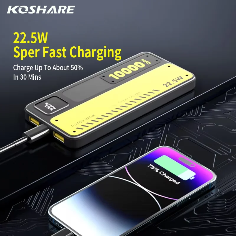 

KOSHARE Quick Charge QC3.0 10000mAh Phone Power Bank Portable Charger Cell Phone Charger Power Bank with Led Charge Indicator