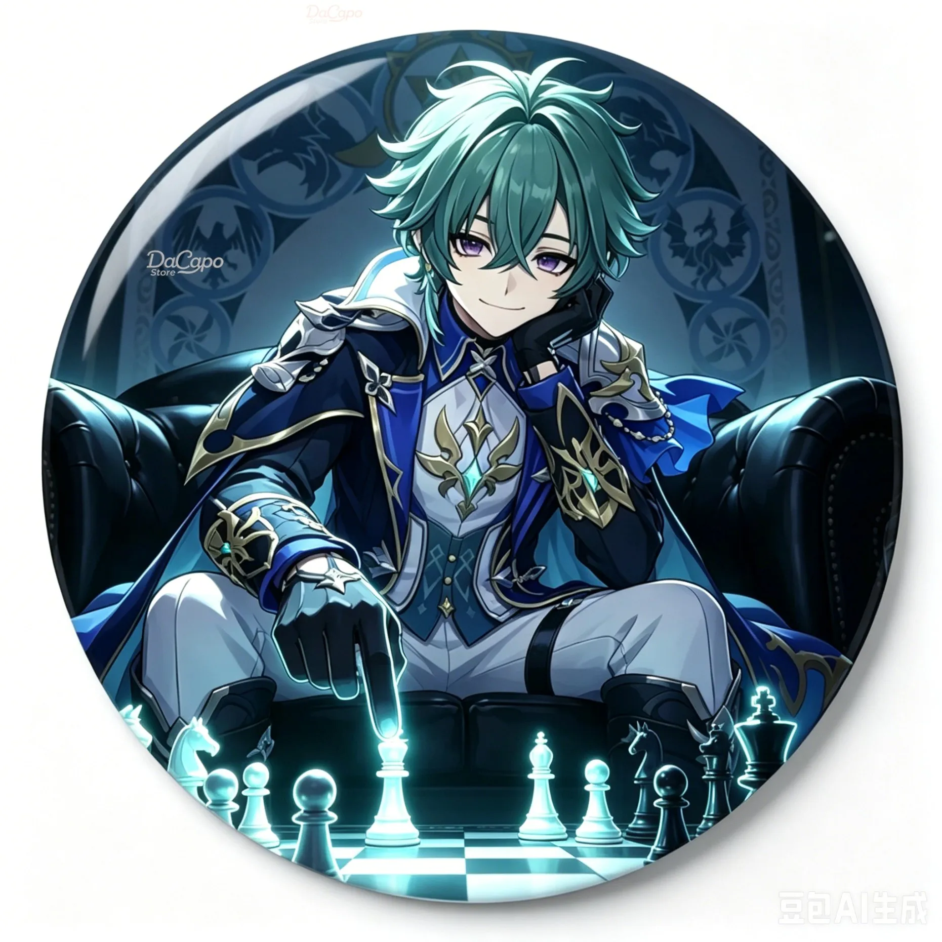 Genshin Impact Lohen Cosplay-Kostüm, Perücke, Requisiten, Spiel, Halloween, Unisex-Kleidung, Hosen, Ohrringe, komplettes Set Uniformen, Geschenk