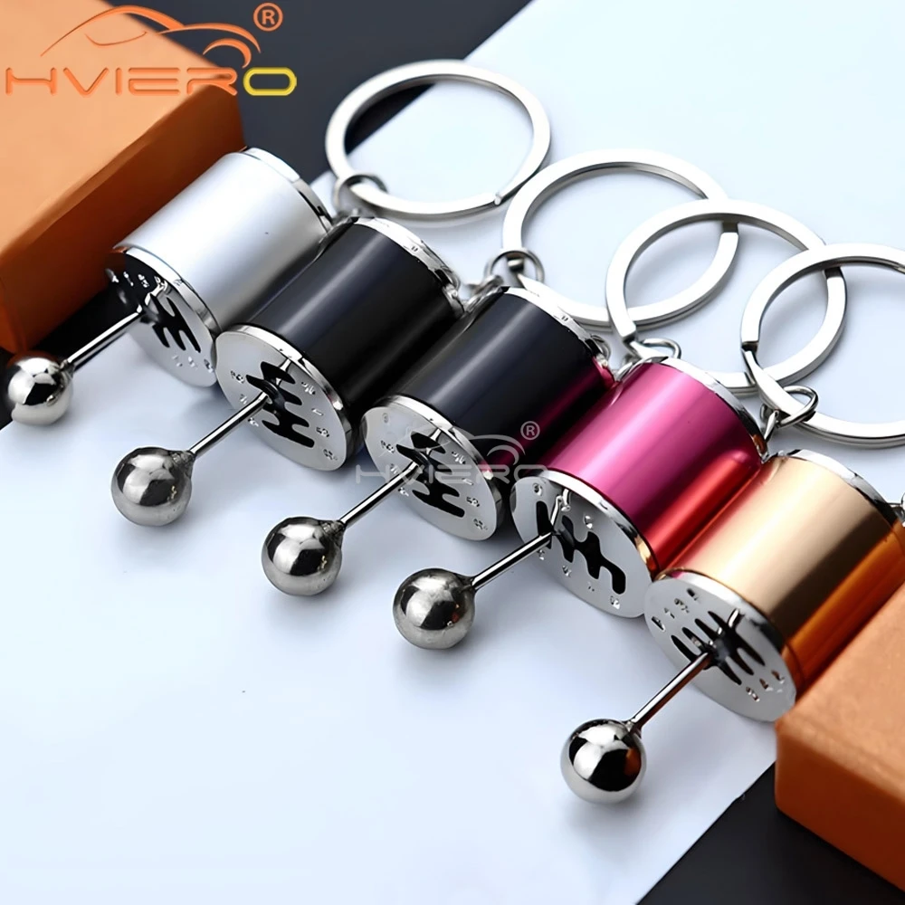 1X Car Gear Box Keychain for Men Women Imitation 6 Speed Manual Styling Keyring Knob Shift Stick Gift Interior Accessories Rings