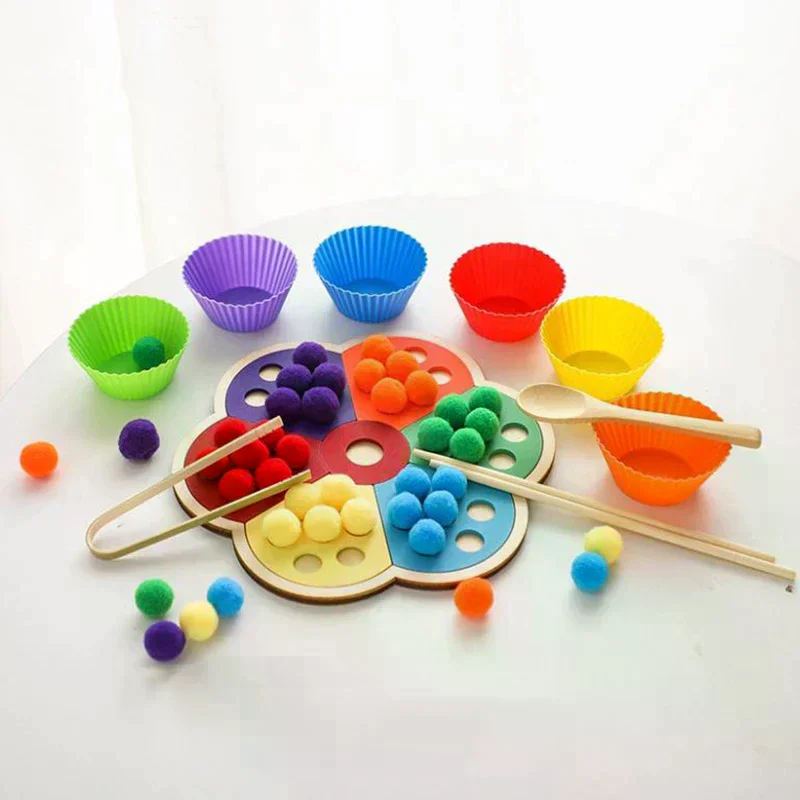 Holz Montessori Spielzeug Blume Form Regenbogen Bord Kinder Feinmotorik Bildung Spielzeug Baby Farbe Sortierung Sensorischen Spielzeug Kind Geschenk