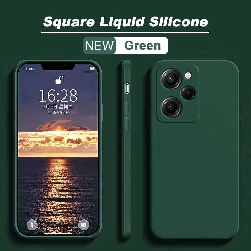 Capa de silicone líquida quadrada original para xiaomi poco x5 pocox5 poco x5pro x 5 pro 5g capa à prova de choque para poco x5 pro capa de telefone