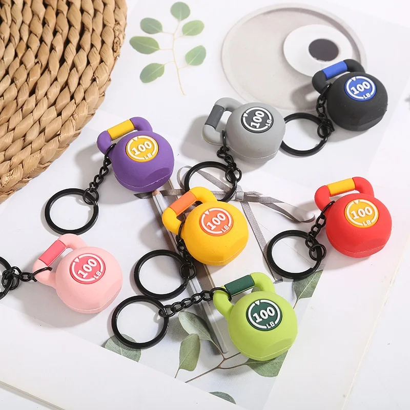 Motivational Silicone Fitness Keychain for Gym Lover,Weightlifting Accessory New Kettlebell Keychain
